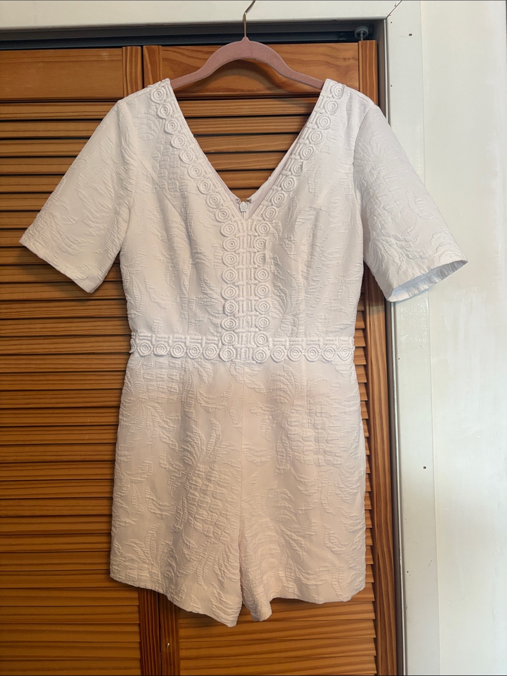 Lilly Pulitzer White Textured V-Neck Romper